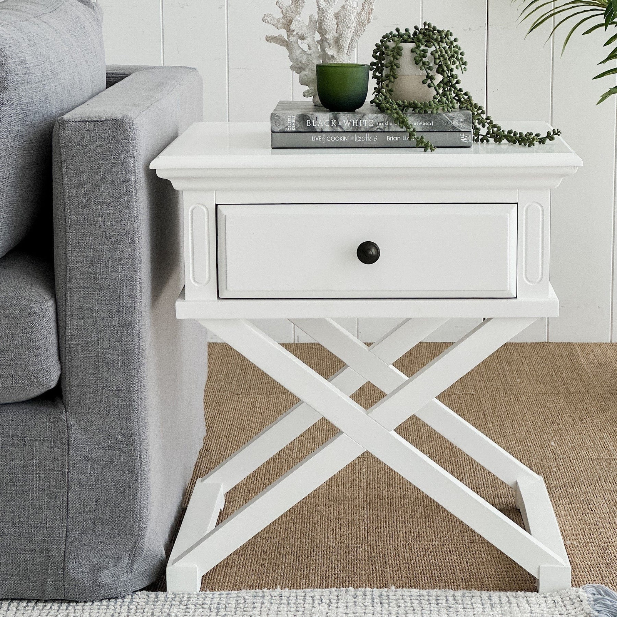 Sorrento Cross Leg Bedside - White