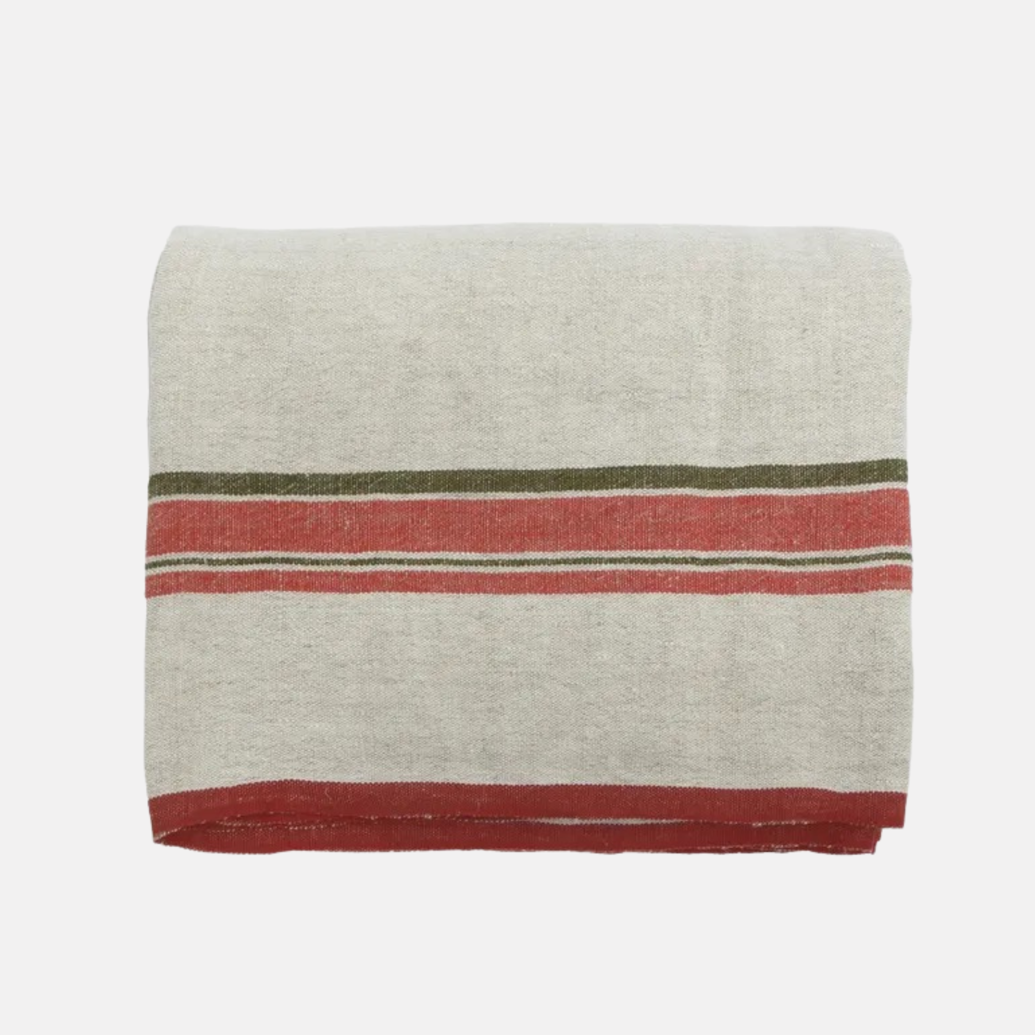 Red Selvedge Stripe Linen Tablecloth