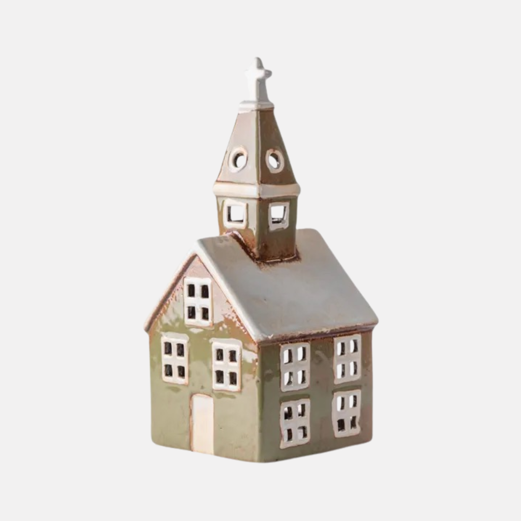 Alsace Tealight Church Olive Green