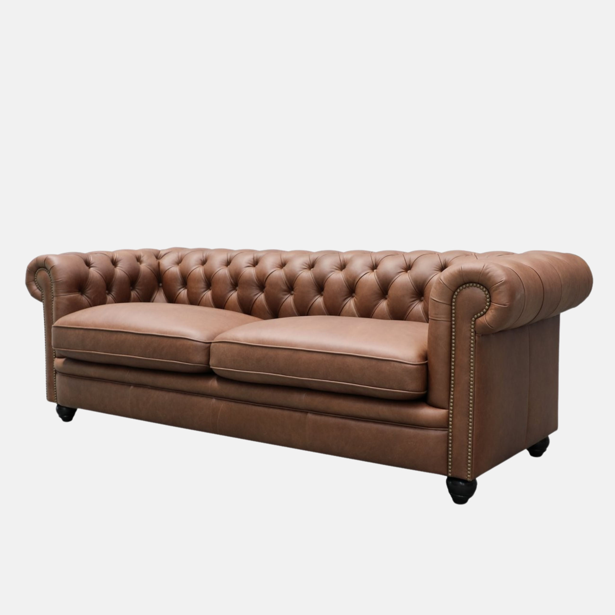 Stanhope 3 Seater Italian Leather Sofa - Nutmeg
