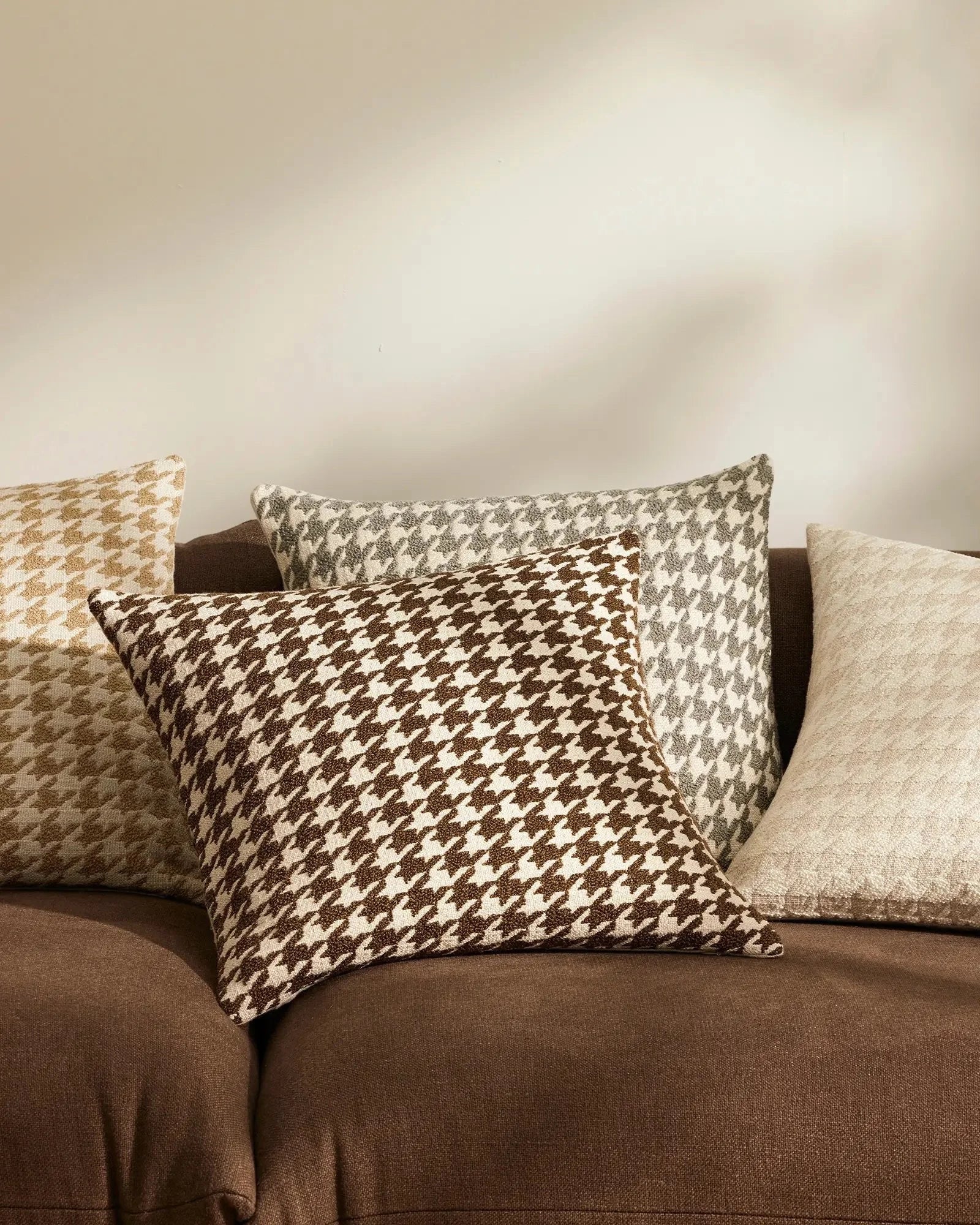 Giovanni Feather  Houndstooth Cushion - Coco