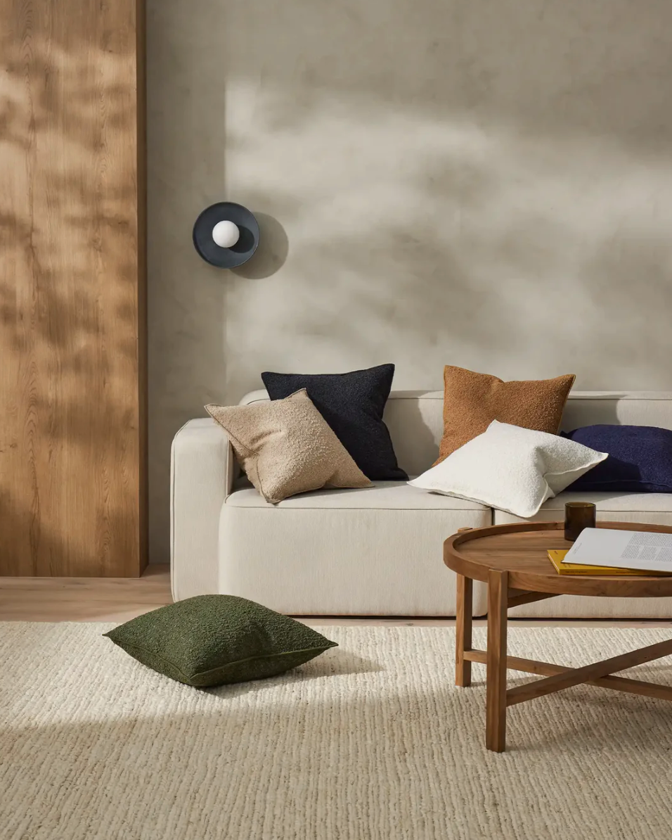 Alberto Feather Filled Bouclé Cushion - Ivory