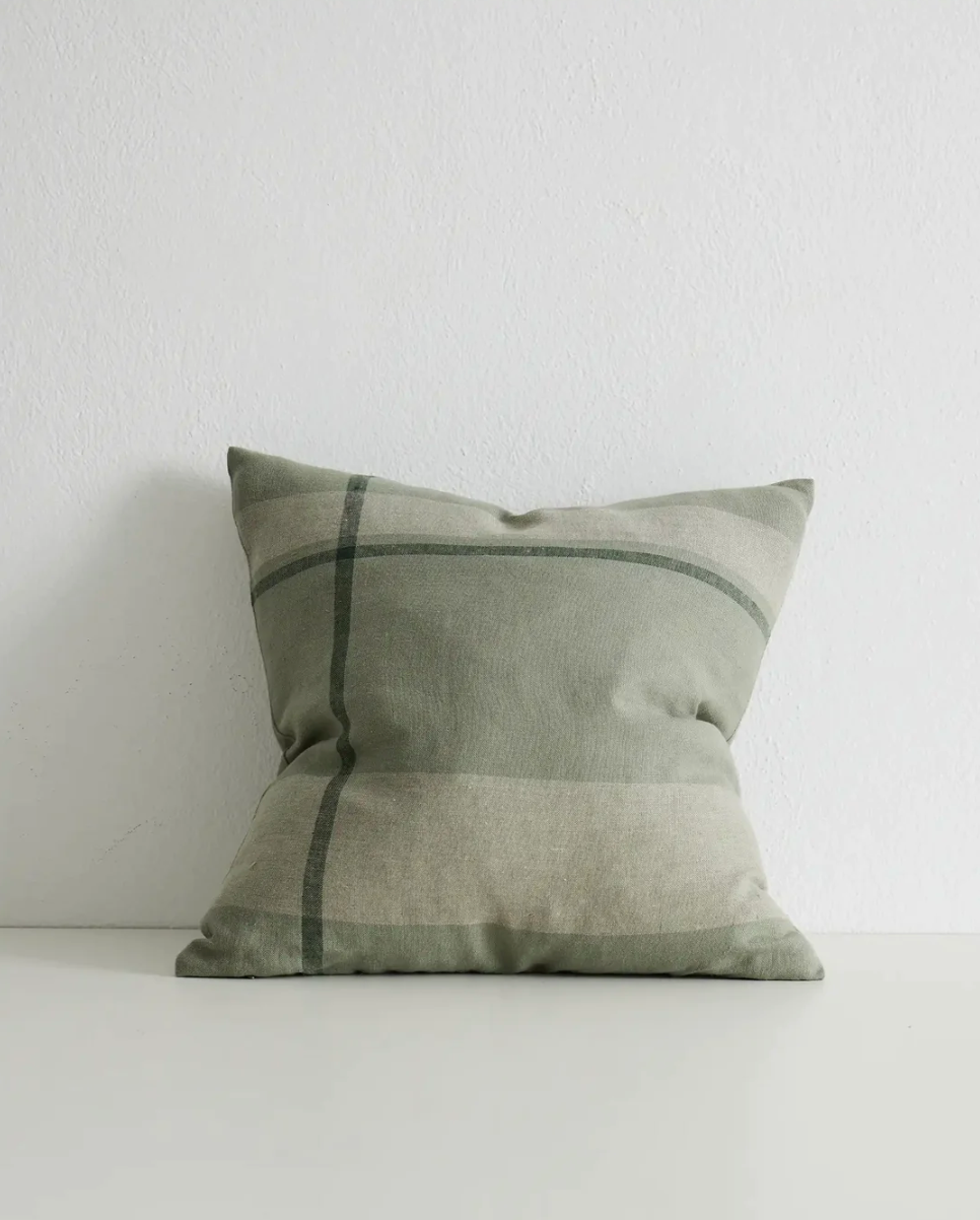 Dante Feather Filled Check Cushion - Spruce