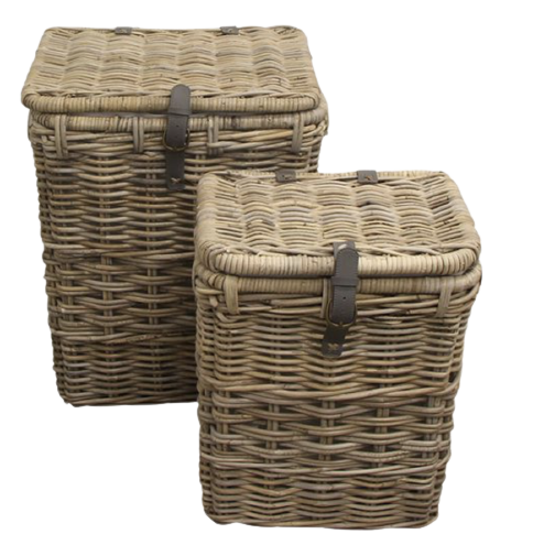 Grove Rattan Rectangle Laundry Baskets (Set of 2)