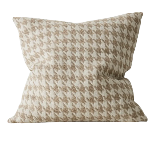 Giovanni Feather  Houndstooth Cushion - Oatmeal