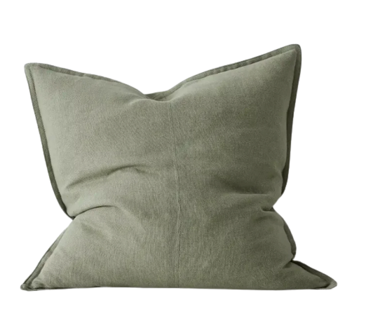 Como Linen Feather Filled Cushion - Olive