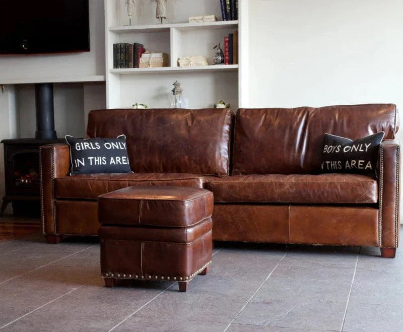 Mason Leather Sofa - Vintage Cigar
