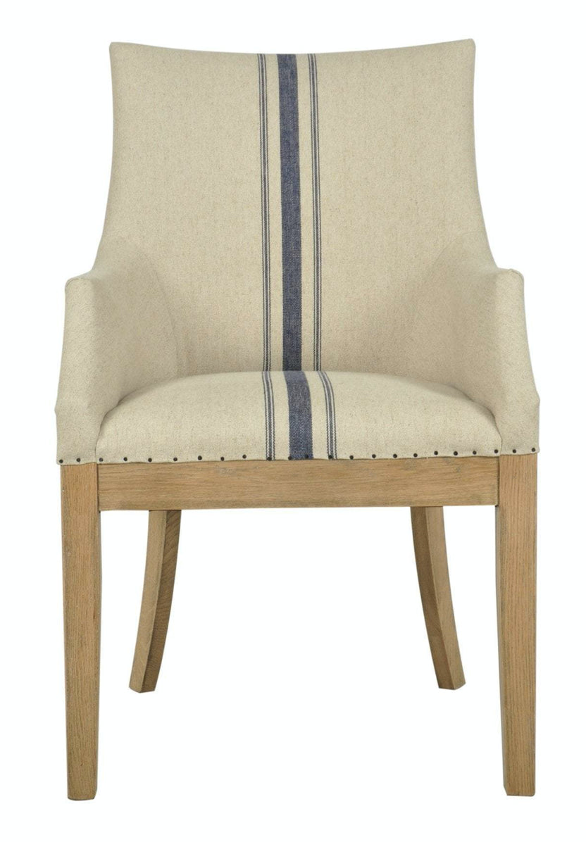 Oakwood Linen  Arm Chair Blue Stripe 