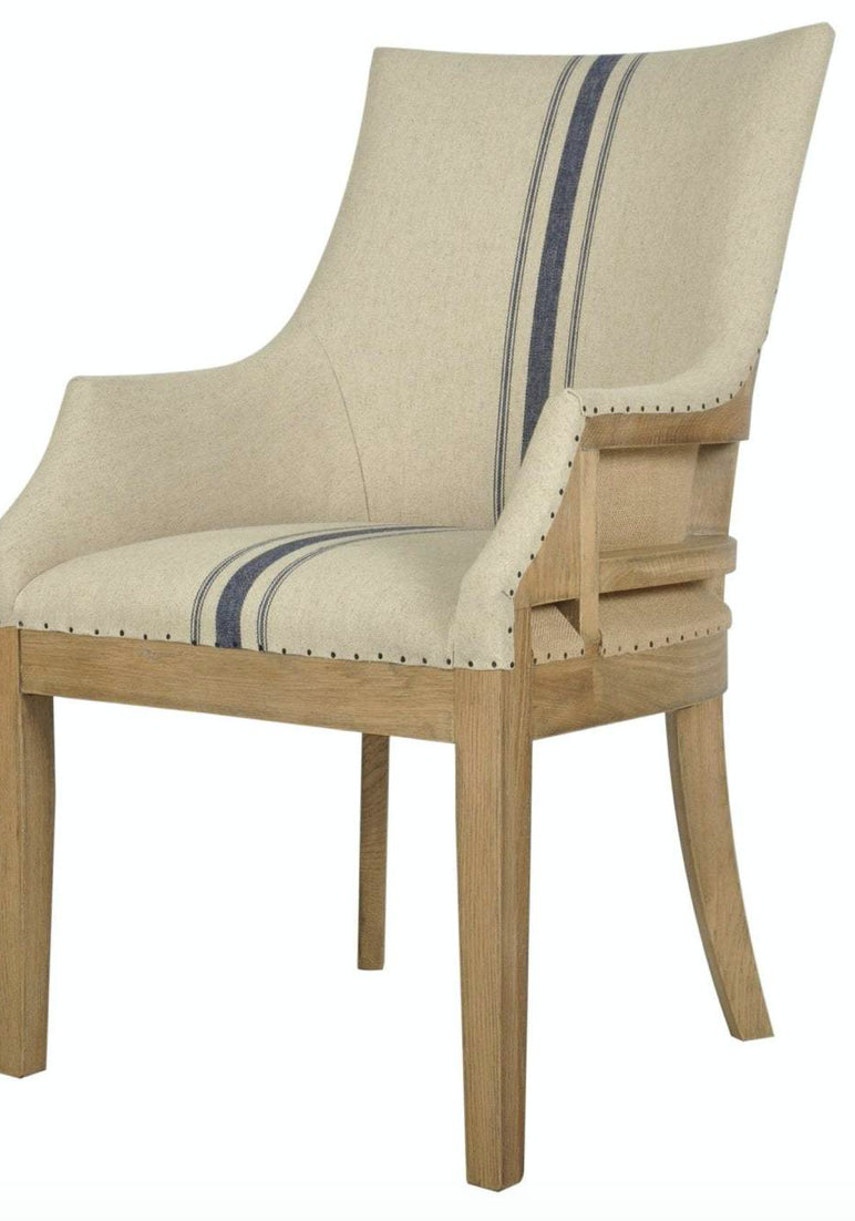 Oakwood Linen  Arm Chair Blue Stripe 
